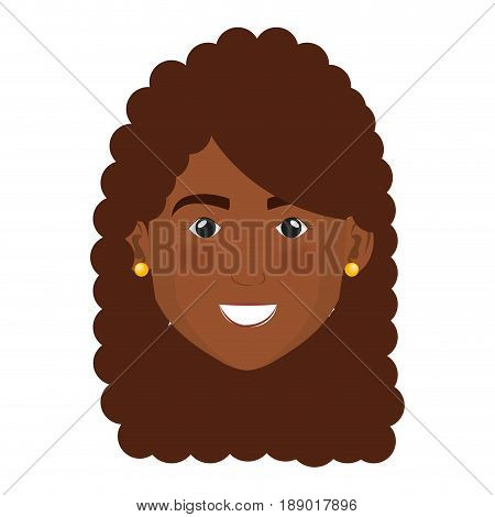 black beautiful and young woman head character vector illustration design