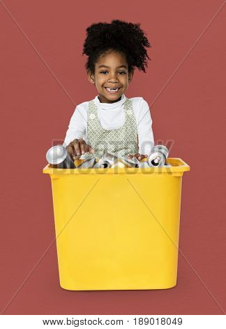 African Descent Girl holding Plastic Container