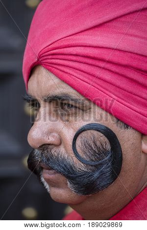 NEW DELHI INDIA - JANUARY 23 2017 : Soldiers take part in rehearsal activities for the upcoming India Republic Day parade which will be held January 26 at Jawaharlal Nehru stadium