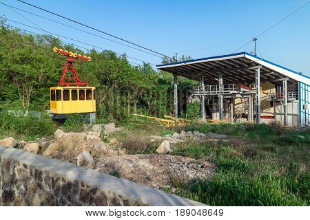 Cable car on Ai-Petri. The beginning of the road from the resort Koreiz Yalta Crimea