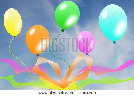 Ballons am blauen Himmel