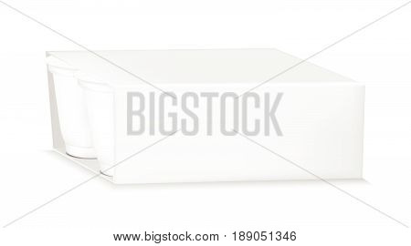 White empty plastic container for yogurt. Packaging for sour cream, sauce and snack