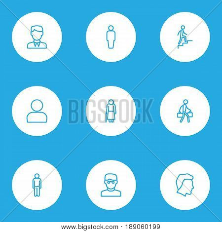 Person Outline Icons Set. Collection Of Man, Profile, Male And Other Elements. Also Includes Symbols Such As Boy, Head, Clever.