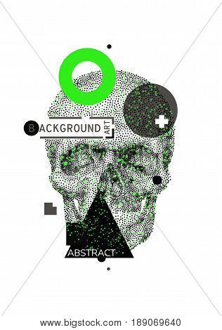 Artistic decorative geometric background with colorful skull for print T-shirt DJ VJ electronic light show