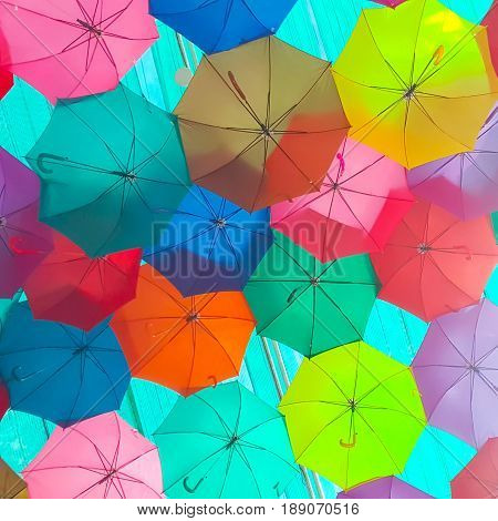 Muli-Color Colorful umbrella. Abstract color texture background.