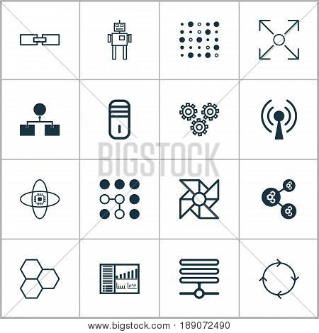 Artificial Intelligence Icons Set. Collection Of Atomic Cpu, Mainframe, Algorithm Illustration And Other Elements. Also Includes Symbols Such As Diagram, Control, Mainframe.