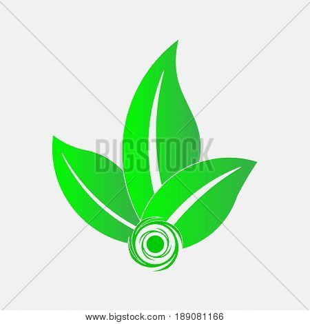 icon green leaves emblema ecology save the planet ecology logo icon preserved nature bio products fully editable vector image