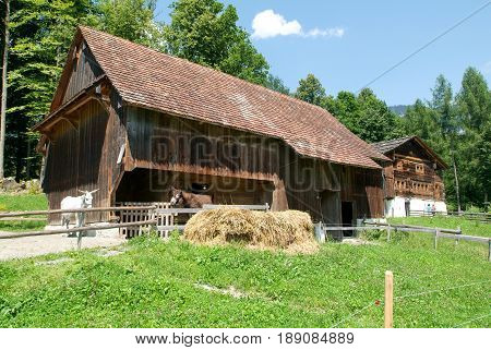 Ballenberg Switzerland - 23 September 2006: Old family house and farm in Ballenberg a Swiss open-air museum in Brienz Switzerland