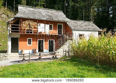 Ballenberg Switzerland - 23 September 2006: Old family house in Ballenberg a Swiss open-air museum in Brienz Switzerland