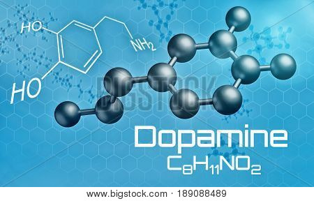 Three-dimensional Molecular Model Of Dopamine - 3D Render