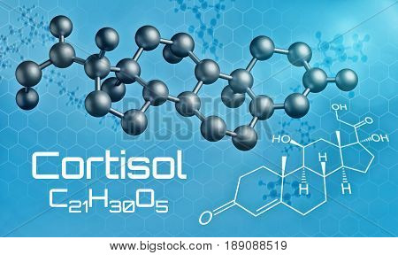 Three-dimensional Molecular Model Of Cortisol - 3D Render