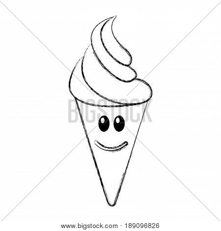 Delicious ice cream cone kawaii character vector illustration design
