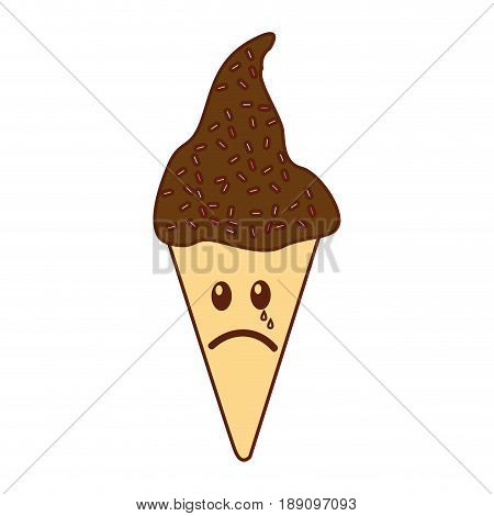 Delicious ice cream cone kawaii character vector illustration design