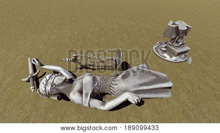 Broken lady of justice 3d rendering