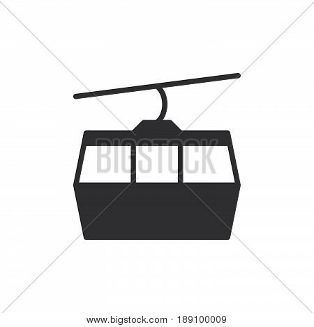 Cable car icon vector filled flat sign solid pictogram isolated on white. Ropeway symbol logo illustration. Pixel perfect