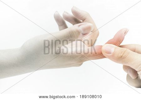 finger muscle pain white background finger injury