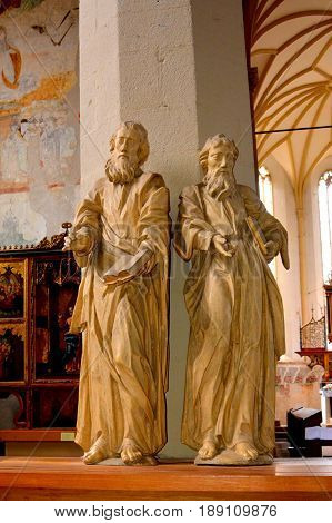 Inside the old medieval saxon lutheran church in Sighisoara, Transylvania, Romania
