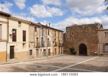 medieval door of Palazuelos in Guadalajara province Castilla La Mancha Spain