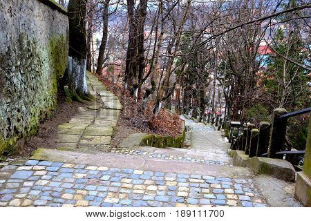 Medieval city Sighisoara. Urban landscape in the downtown of the medieval city Sighisoara, Transylvania