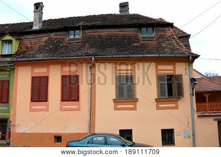 Medieval city Sighisoara. Urban landscape in the downtown of the medieval city Sighisoara, Transylvania
