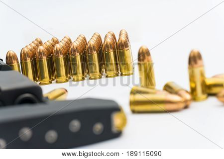 Semi Automatic Pistol And Fmj Bullet 9 Mm