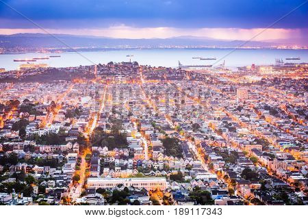 San Francisco, California, USA Noe Valley skyline.