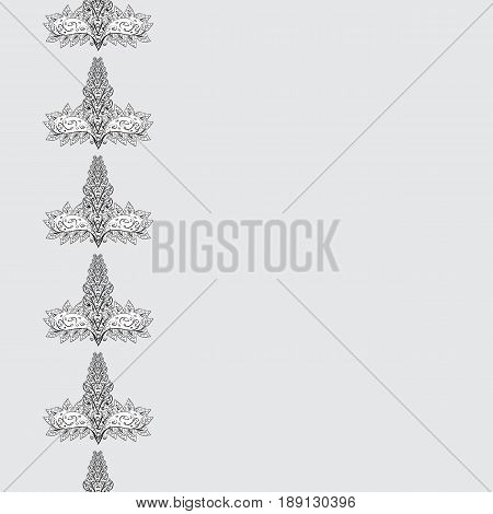 Traditional Classic Vector White Seamless Pattern. White Elements On Gray Background. Seamless Orien