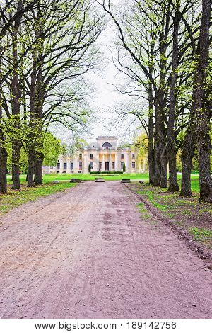 Vilnius, Lithuania - July 26, 2014: Tyshkevich mansion in Traku Voke public park in Vilnius Lithuania.