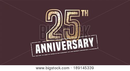 25 years anniversary vector icon, logo. Graphic design element with golden stamp for 25th anniversary decoration