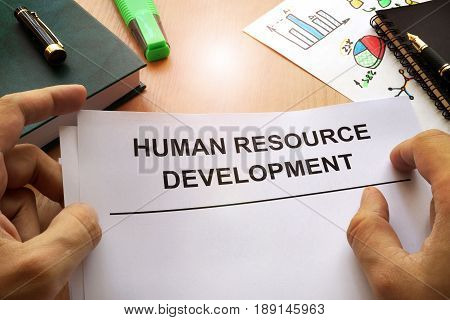 Human Resource Development (HRD) on a office table.
