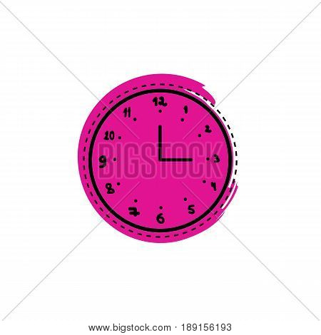 clock, time vector icon. Pink circle. White background