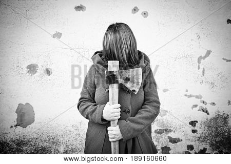 Axe killer masked fear and halloween, terror and panic