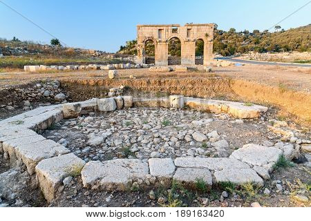 Octagonal Pool In Ancient Lycian City Patara. Turkey