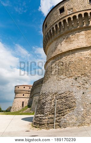 Medieval old fortress of in San Leo town of the Marche regions in Italy next to Rimini