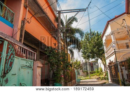 Local Street With Houses In The Philippines Capital Manila