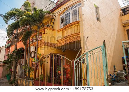 Local Street With Houses In The Philippines Capital Manila