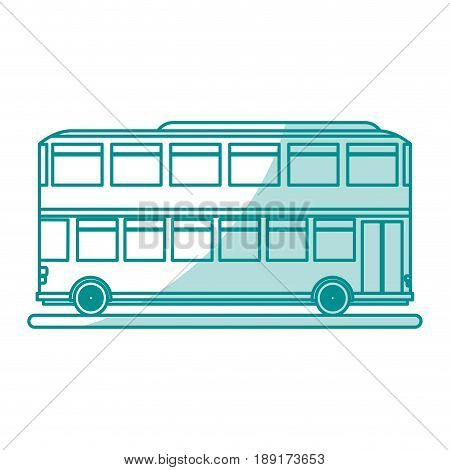 Flat line monocromatic  double decker bus over white background vector illustration