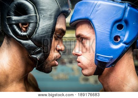 Boxers fighting in a boxing gym - Boxing match