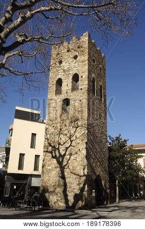 Romanesque Tower of Square in LLansa Costa Brava Girona province Catalonia Spain