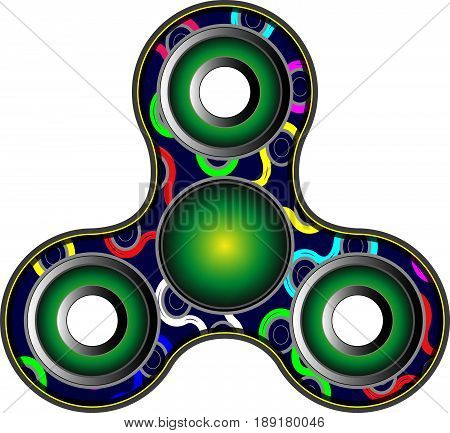 Fidget spinner icon - toy for stress relief and improvement of attention span. Filled multicolor