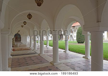 Arched in Sambata de Sus monastery in Transylvania Romania