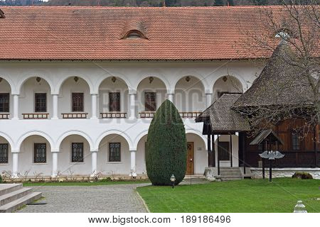 Arched in Sambata de Sus monastery in Transylvania Romania