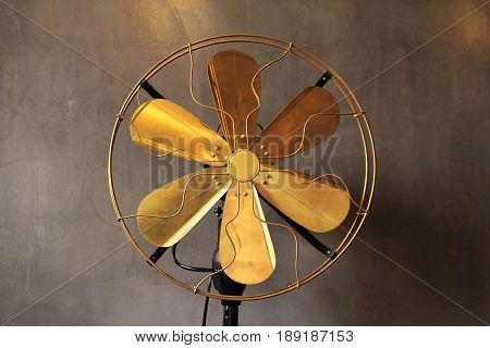 Antique  fan electric ventilator with vintage style. Vintage fan concept.