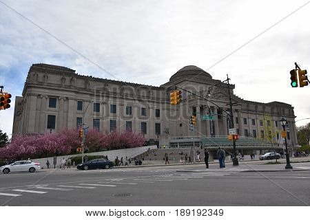 BROOKLYN, NEW YORK - APR 23: Brooklyn Museum in New York, as seen on April 23, 2017. At 560,000 square feet, the museum is New York City's third largest in physical size and holds an art collection with roughly 1.5 million works.