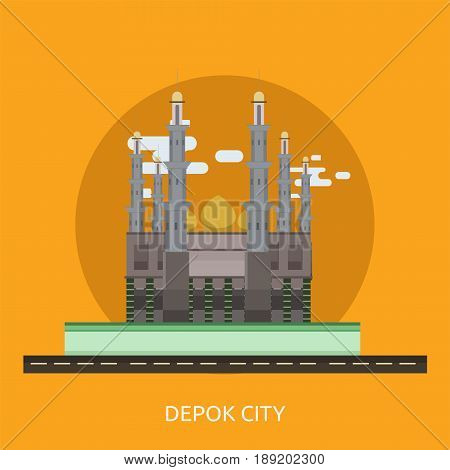 Depok City of Indonesia Conceptual Design | Set of great flat design illustration concepts for city, indonesian, travel and much more.