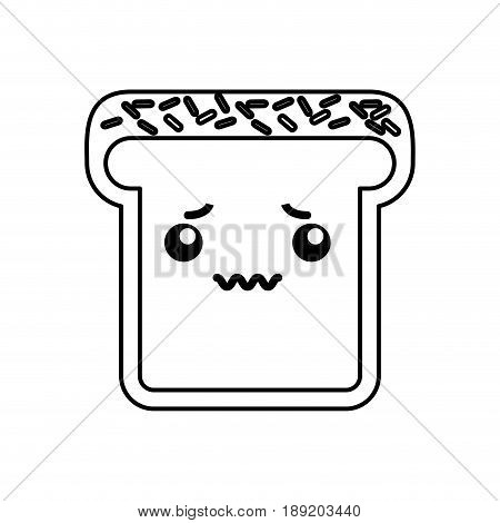 cute kawaii line icon bread slice vector grpahic design