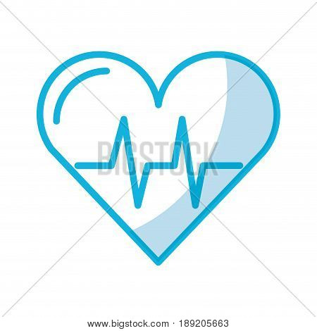 shadow blue heart beat pulse cartooon vector graphic design