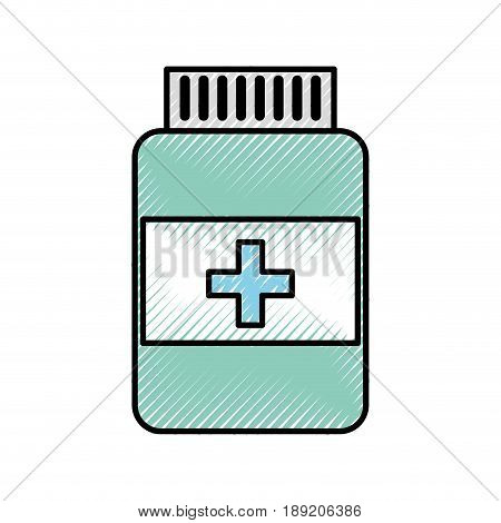 scribble blue pill bottle cartoon vector grpahic design
