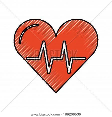 scribble red heart beat pulse cartooon vector graphic design