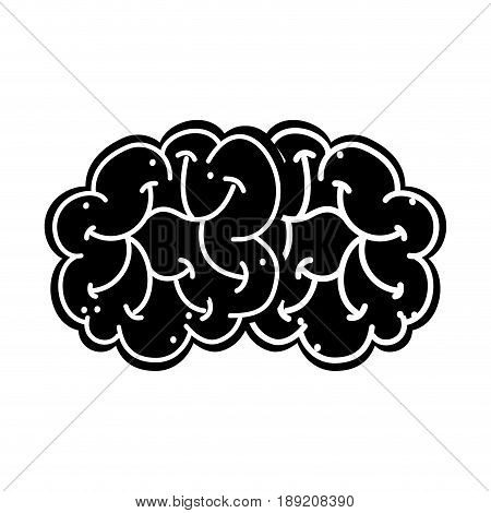 blakc icon brain cartoon vector graphic design